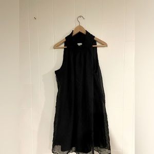 Elle Black Polka Dot Overlay Fully Lined Dress